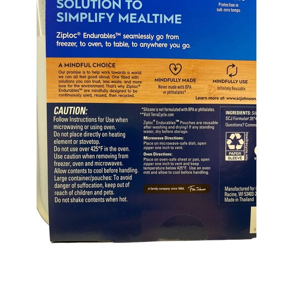 Ziploc Endurables 1 Medium Pouch 16 Fl Oz NEW Reusable Pouch Bag - Picture 10 of 12